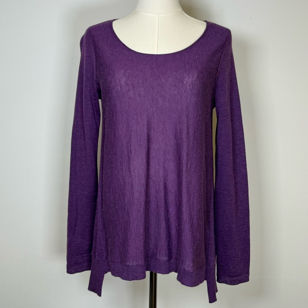 Eileen Fisher African Violet Purple Tencel Alpaca Wool Sweater Womens Size 2P-4P